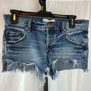 Free People Denim Cut Off Button Fly Shorts, size 24